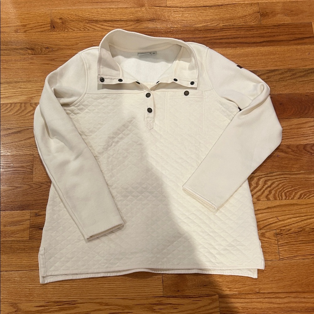 L.L. Bean Cream Pullover with Quilted Texture